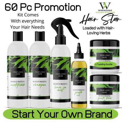 Hair Star Pre-Packaged 60 Piece Premium Start Up Kit (Will not have any labels - Add your own)